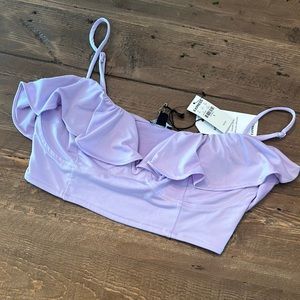 NWT lavender ruffled crop